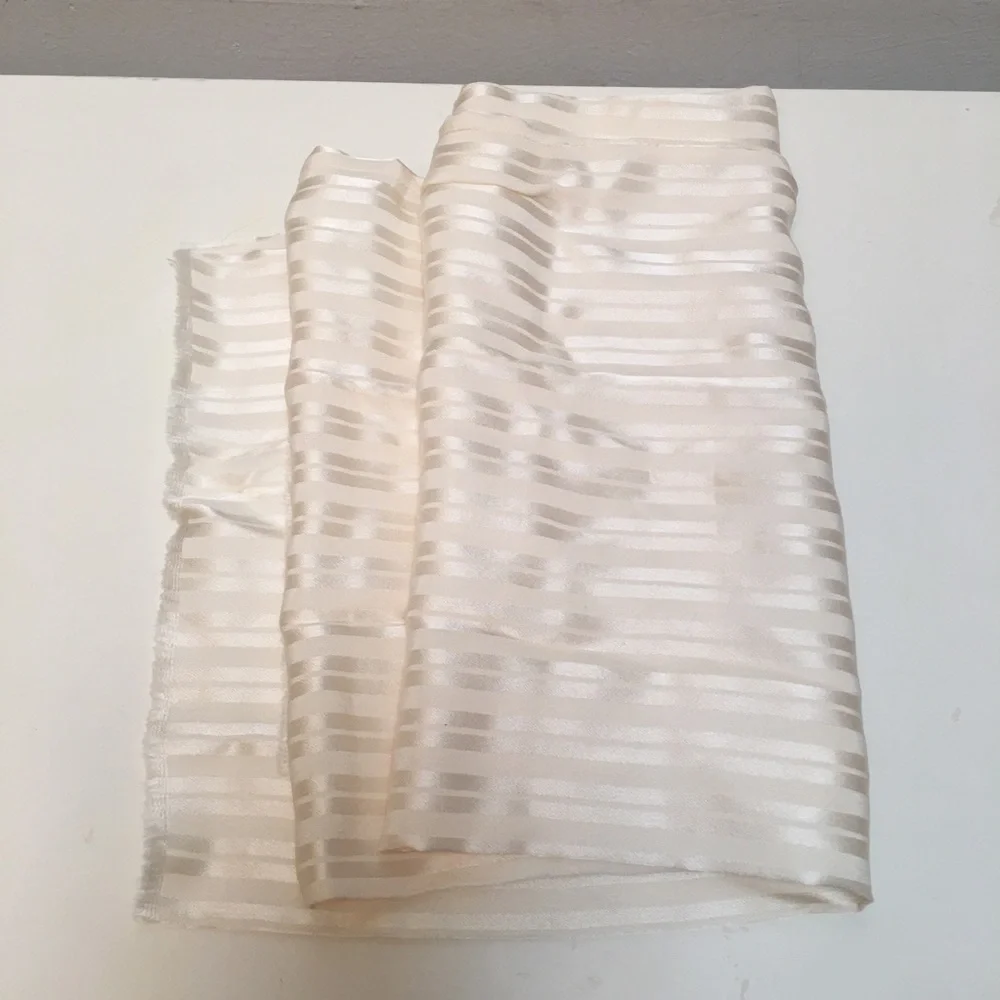 Brooks Brothers vtg silk scarf ivory crepe tonal stripe